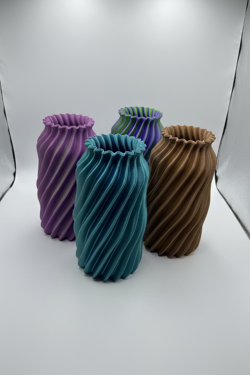 Three colorful fabric bowls on a white surface with a neutral background